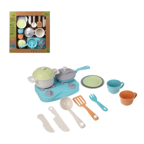 ИГРОЛЕНД Игровой набор посуды "Экопластик", 14 предметов, пластик, 37х7х39,5 см