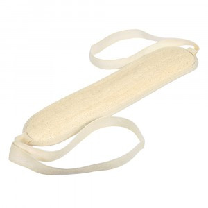 Мочалка из люфы, лента с хб ручками, овальная, 38х9 см (96х9 см с ручками) Банные штучки