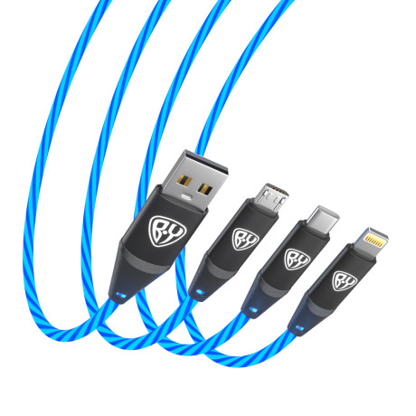 BY Кабель для зарядки 3 в 1 Светящийся, 150см, пакет