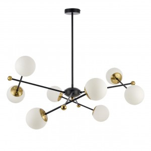 LUMION 6581/8 MODERNI LN25 черн., зол/бел. мет.  /стекло люстра E14 8x40W 220V MELODY