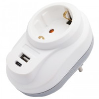 Nilson Сетевой фильтр 1 роз. (земля) USB (А+ Type-C) 2.4А белый 40130107