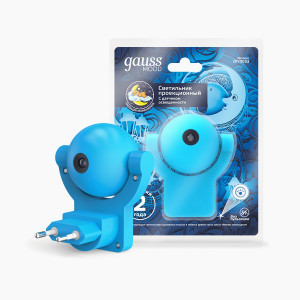 Gauss св-к 0,5W розеточный с фикс.проекцией датч.освещенности синий DIY0033