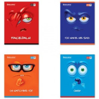 Тетрадь 96л. BRAUBERG ЭКО, клетка, обложка мелов. карт., &quot;Мордашка&quot;, 4 вида, 402054