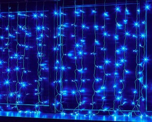 Гирлянда-занавес ULD-C2030-240/DTA 240LED 11W синий 3x2/24 нити, 8реж. IP20 пров.прозр. Uniel