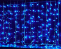 Гирлянда-занавес ULD-C2030-240/DTA 240LED 11W синий 3x2/24 нити, 8реж. IP20 пров.прозр. Uniel
