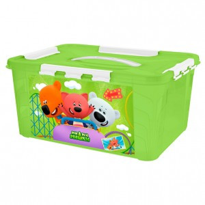 Контейнер с декором "МИ-МИ-МИШКИ" с замками и ручкой 390х290х180мм 15,3л зеленый 431329509 Бытпласт