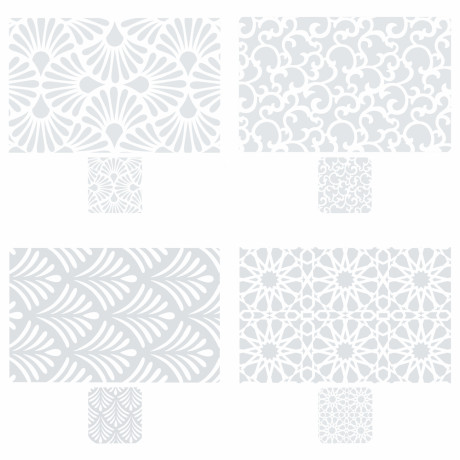 Набор термосалфеток 8шт (4шт 42x28см + 4шт 9x9см), "Барокко" белый принт, 4 дизайна