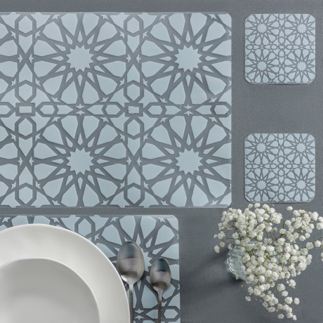 Набор термосалфеток 8шт (4шт 42x28см + 4шт 9x9см), "Барокко" белый принт, 4 дизайна