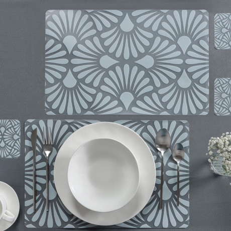 Набор термосалфеток 8шт (4шт 42x28см + 4шт 9x9см), "Барокко" белый принт, 4 дизайна