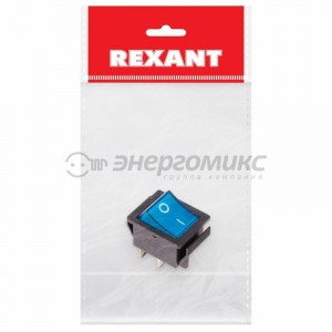 REXANT выкл. клавишный 250V 16А (4с) ON-OFF син.,подсв.(RWB-502, SC-767, IRS-201-1) ИУ36-2331-1