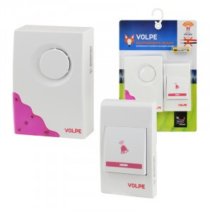 Volpe звонок беспроводной  80м, 16 мелодий, инд, бел, кнопка IP53,блистер UDB-Q026 W-R1T1-16S-80M-WH