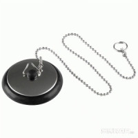 Пробка для ванны (раковины) c цепочкой из нерж.стали 40см, черный, SS-03 103663 Рыжий кот