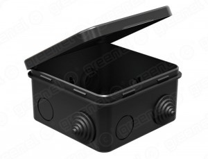 GREENEL Коробка распред. ОУ 100х100х50мм, IP54, 4 гермовводов, ЧЕРНЫЙ (48шт) GE41256-05