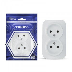 TOKOV ELECTRIC роз. ОУ 2 мест. 16А IP20 , АБС-пластик, бел. Frea TKE-FR-R2-C01
