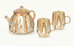 Набор чайный 3пр (2 кружки 300мл, чайник 1000мл) боросиликатное стекло, нерж. сталь TR-98230 TalleR