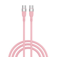 ВСЁГАЗИН Кабель для зарядки Live Type-C-Type-C, 1м, Быстрая зарядка 3А, PD 65W, силикон, розовый