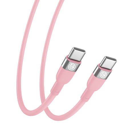 ВСЁГАЗИН Кабель для зарядки Live Type-C-Type-C, 1м, Быстрая зарядка 3А, PD 65W, силикон, розовый