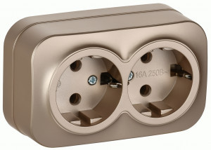 IEK GLORY роз. ОУ 2 мест. 16А (земля) РС22-3-ХШм шампань мат. ERH21-K37M-16