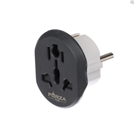 FORZA Адаптер-переходник, евро, 10А, 2500Вт, 110-240В, серый
