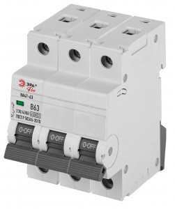 ЭРА PRO автоматический выкл. ВА47-63 3P 10А хар-ка C 4,5кА VA63-3P10C4.5 59435