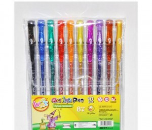 Ручка гелевая 10 цв. с блестками PVC GA1030-10 Китай