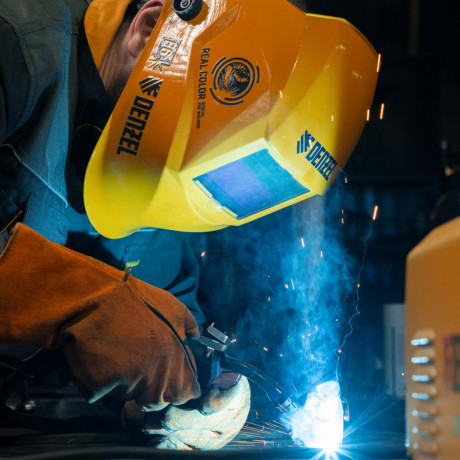 Щиток защитный лицевой (маска сварщика) F6, см. окно 93х43, Real Color, DIN4/5-8/9-13// Denzel