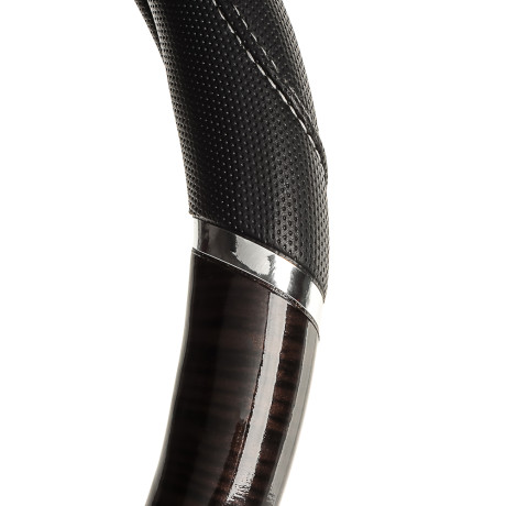 ЕРМАК Оплетка руля, со вставками "дерево", черный, разм. (M), полиуретан(PU)