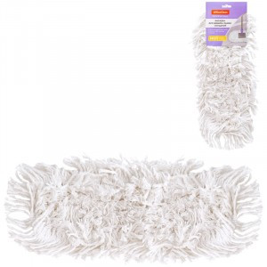 Насадка МОП для швабры c карманами, 40*10см, хлопок (ворс 3-5,5см), белая, OfficeClean Professional