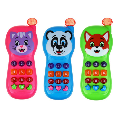 ИГРОЛЕНД Игрушка электронная телефон обучающий, свет, звук, ABS, пит. 2АА, 17,8х7,3х3,5см, 3 диз