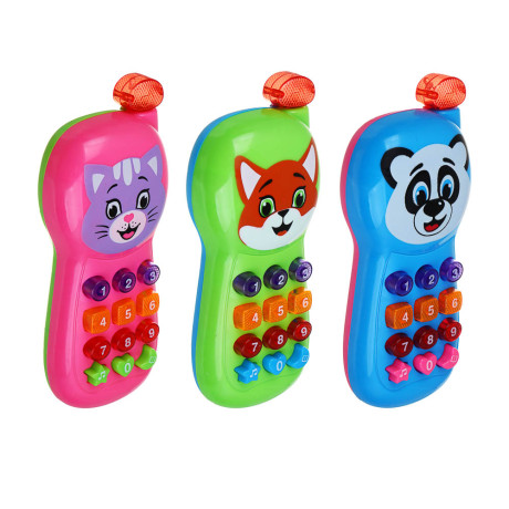 ИГРОЛЕНД Игрушка электронная телефон обучающий, свет, звук, ABS, пит. 2АА, 17,8х7,3х3,5см, 3 диз