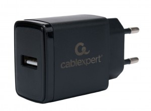 Зарядное устройство Cablexpert 5Вт, 1А, 1хUSB, черный, пакет