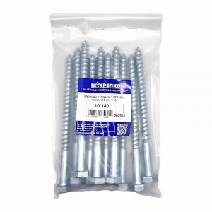 Шуруп ш/гр "глухарь" 10*140мм оцинк в пакете (10 шт) 1/10 НАКРЕПКО 207551