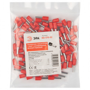 ЭРА Наконечник-гильза изолир. НШВИ Е1508 1,5мм2, красный (уп.100шт, цена за уп)