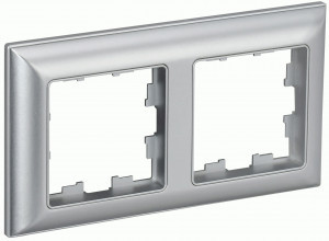 IEK BRITE Рамка СУ 2 мест. РУ-2-Бр пластик алюминий/алюминий BR-M22-12-K47