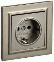 IEK BRITE роз. СУ 1 мест. 16А шампань (земля,шторки)  РСР14-1-0-БрШ BR-R14-16-K37-F