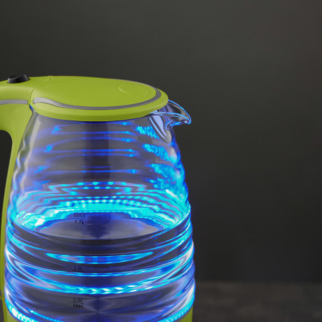 LEBEN Чайник электрический 1,7л, 1850Вт, скрытый нагр.элемент, стекло, рифлёное стекло