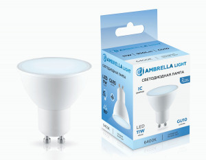 Ambrella лампа св/д MR16 GU10 11W(950lm) 6400K 6K 50х57 IC 181106
