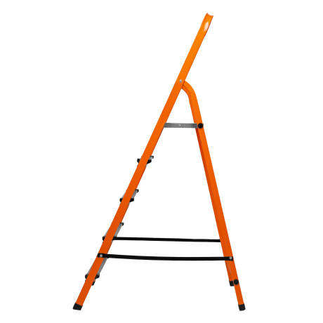 Стремянка, 5 ступеней, стальной профиль, ступени сталь, оранжевая, Сибртех