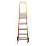 Стремянка, 5 ступеней, стальной профиль, ступени сталь, оранжевая, Сибртех