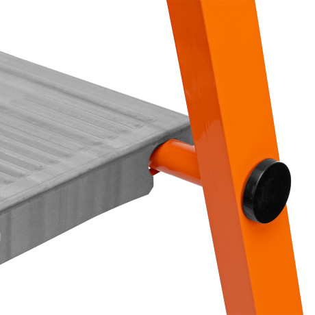 Стремянка, 5 ступеней, стальной профиль, ступени сталь, оранжевая, Сибртех