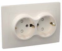 IEK КВАРТА РСш12-3-ККм роз. СУ 2 мест. земля с защ.штор. 16А крем. ERK21-K33-16-DM