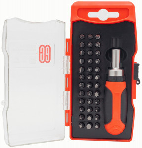 Отвертка с набором бит 36шт, кейс, пластик/метал, Еврогарант
