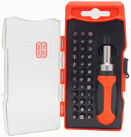 Отвертка с набором бит 36шт, кейс, пластик/метал, Еврогарант
