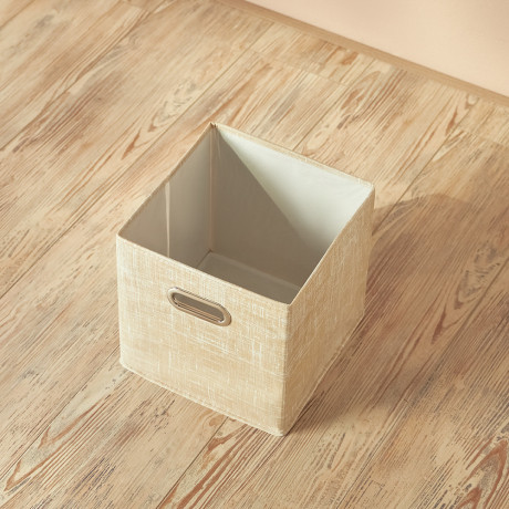 Короб стеллажный тм VETTA ЛЁН, полиэстер, 25х25х25см, бежевый