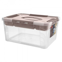 Ящик универсальный с замками и органайзером "GRAND BOX"390x290x180мм 15,3л корич. 433224414 Бытпласт