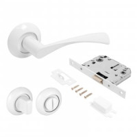 Комплект для двери АЛЛЮР АРТ ОСКАР W+L7050S W+BK-R1 W белый (ручка и защ с фикс)блистер (20)