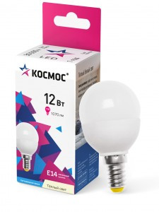 Космос шар  E14 12W (1070lm) 3000K 2K матов. 90x45 LkeLED12wGL45E1430