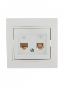 Lezard Мира роз. телеф./компьют. СУ 2 мест. бел. (RJ11+RJ45) (корпус PC) 701-0202-143