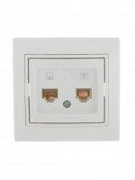 Lezard Мира роз. телеф./компьют. СУ 2 мест. бел. (RJ11+RJ45) (корпус PC) 701-0202-143