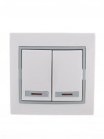 Lezard Мира выкл. СУ 2 кл. 10А (инд.) бел. с серой вставкой (корпус PC) 701-0215-112